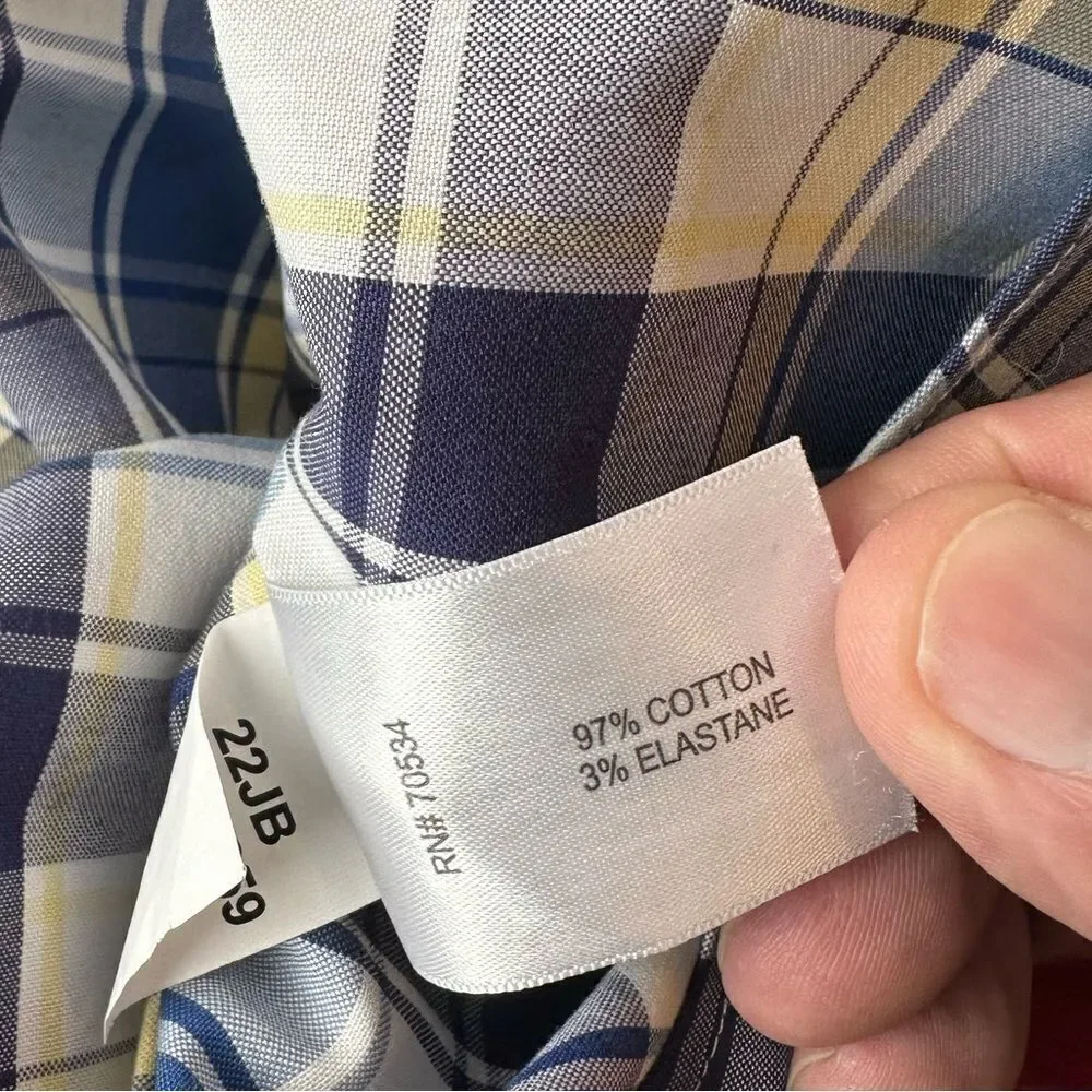 Orvis Active Fit Wrinkle Free SS Yellow & Blue SS Shirt in Size Large - Picture 3 of 7
